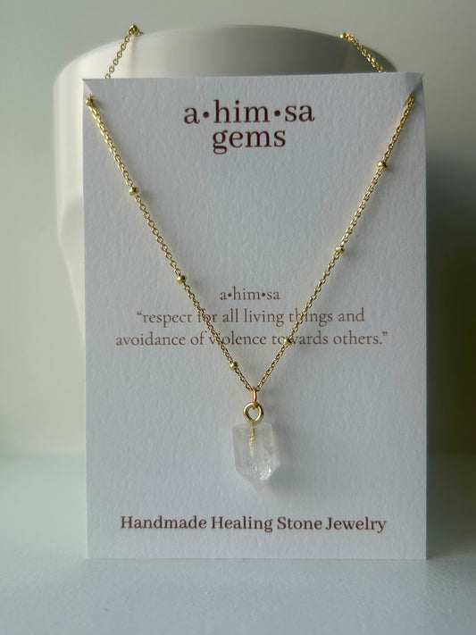 Quartz Pendant Gold Necklace