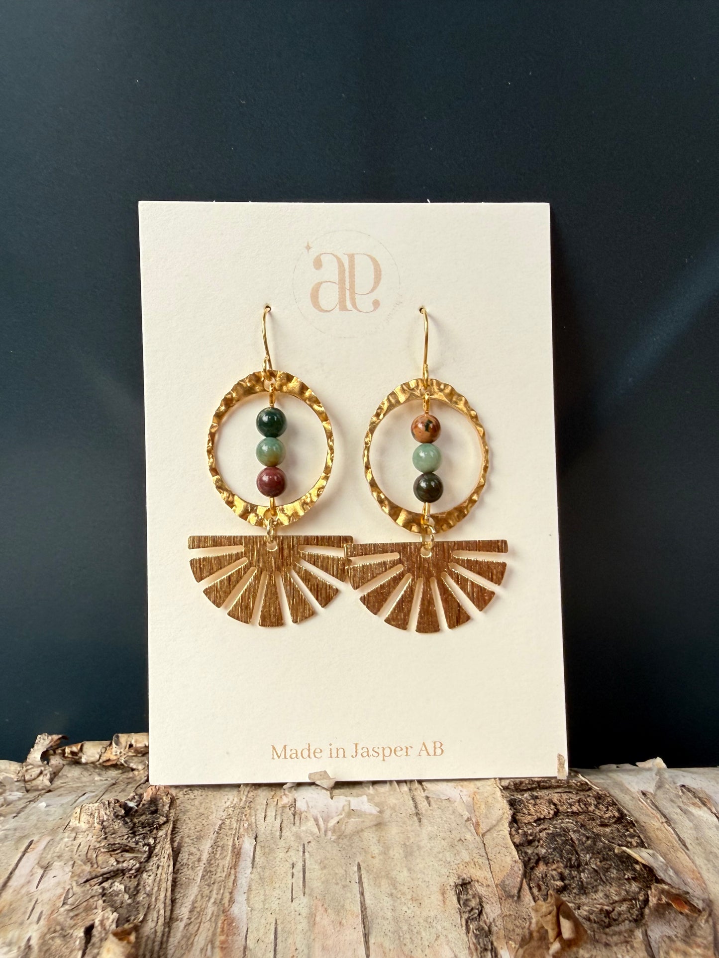 Fancy Jasper Sun Rays Earrrings