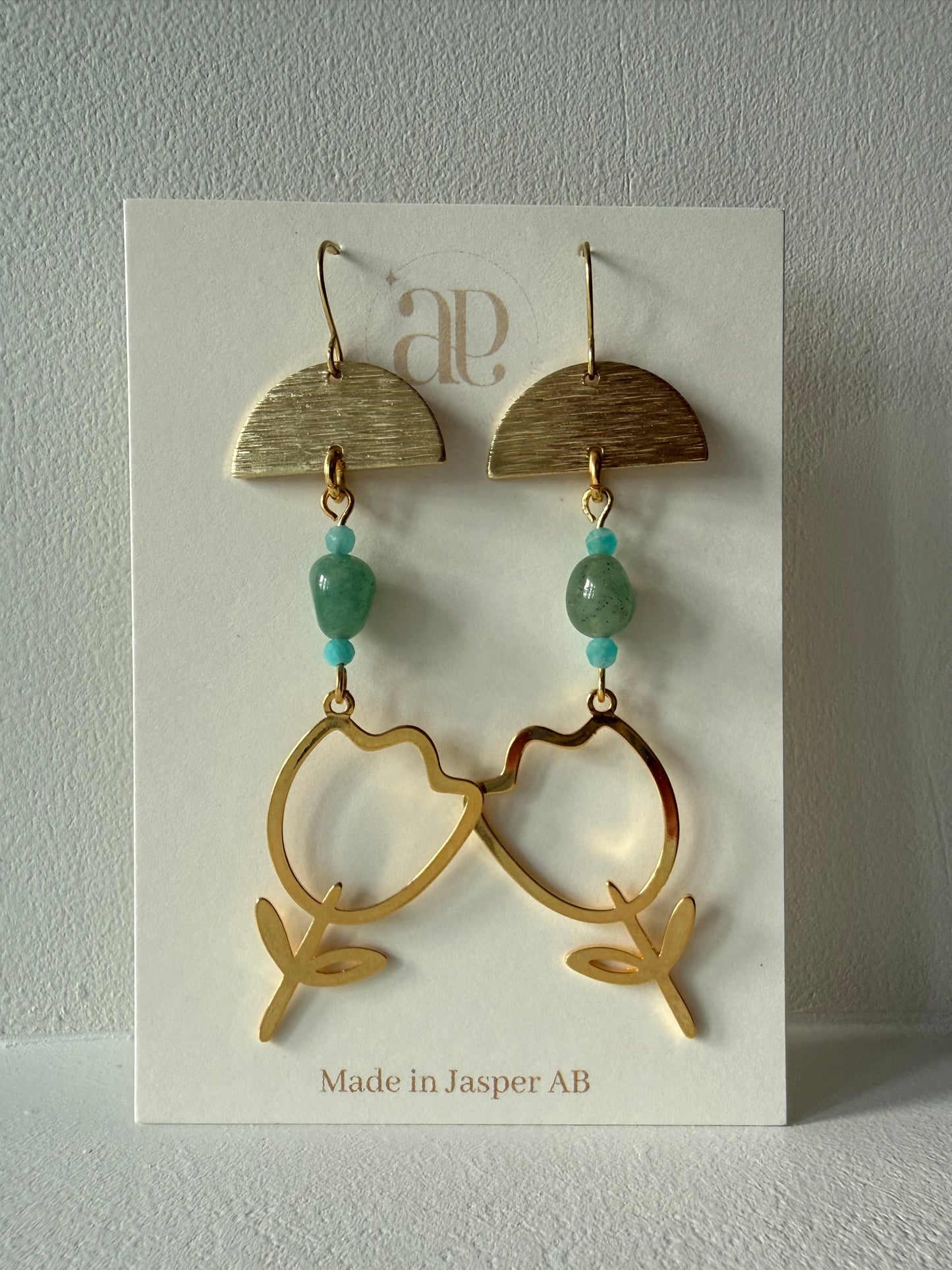 24k Gold Plated Aventurine Tulip Earrings