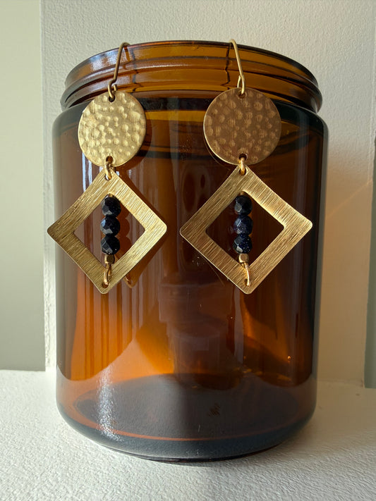Blue Goldstone Brass Earrings