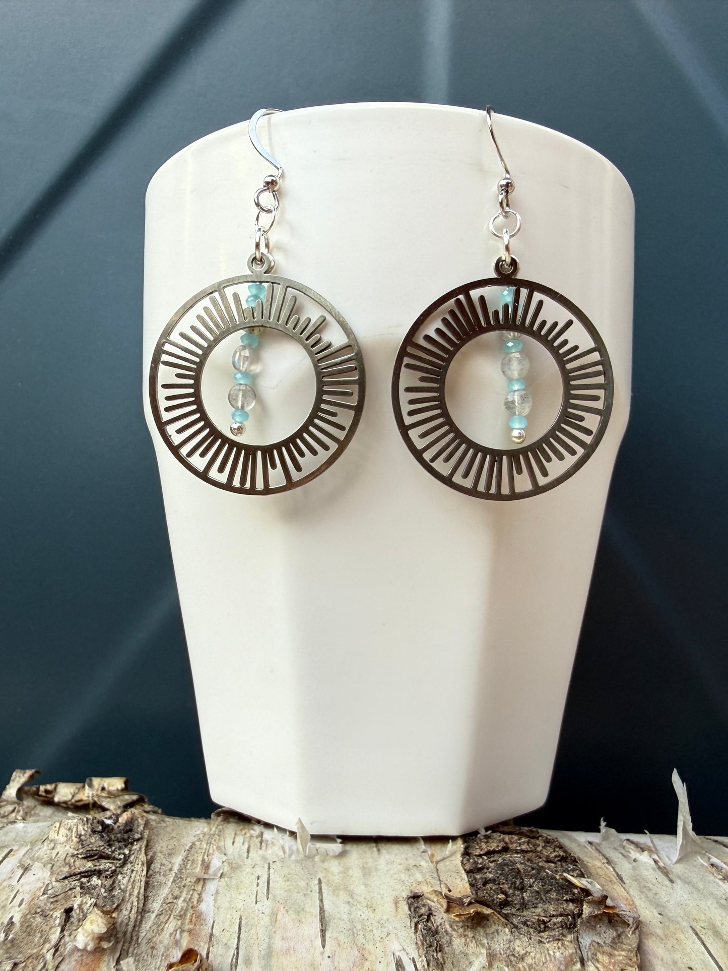 Russian Amazonite Stainless Steel Plated Earrings