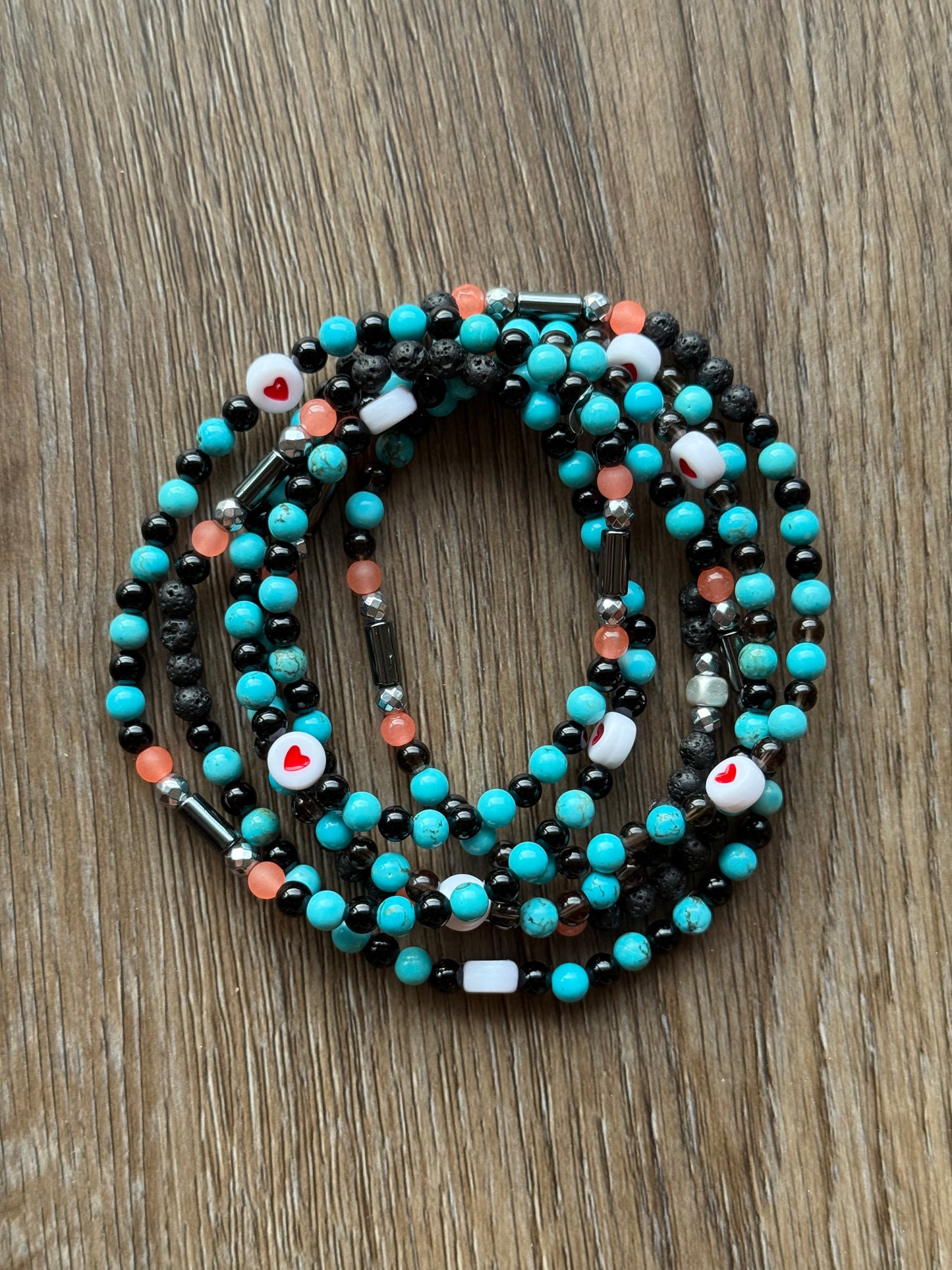 Stretchy Wrap Stone Bracelet Turquoise Love