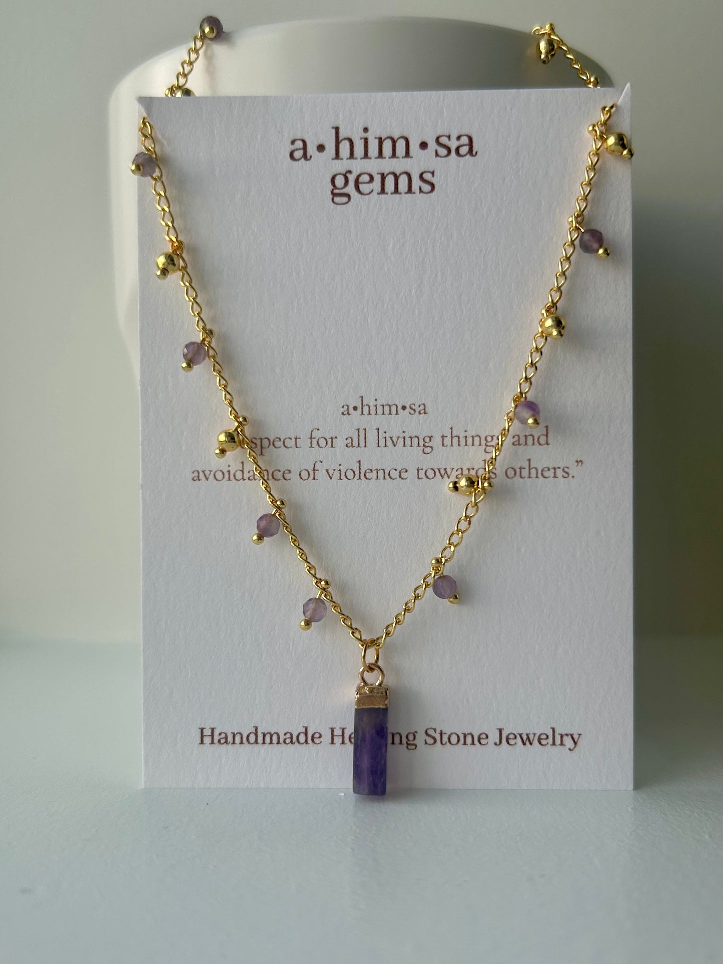 24k Gold Plated Amethyst Chain Necklace