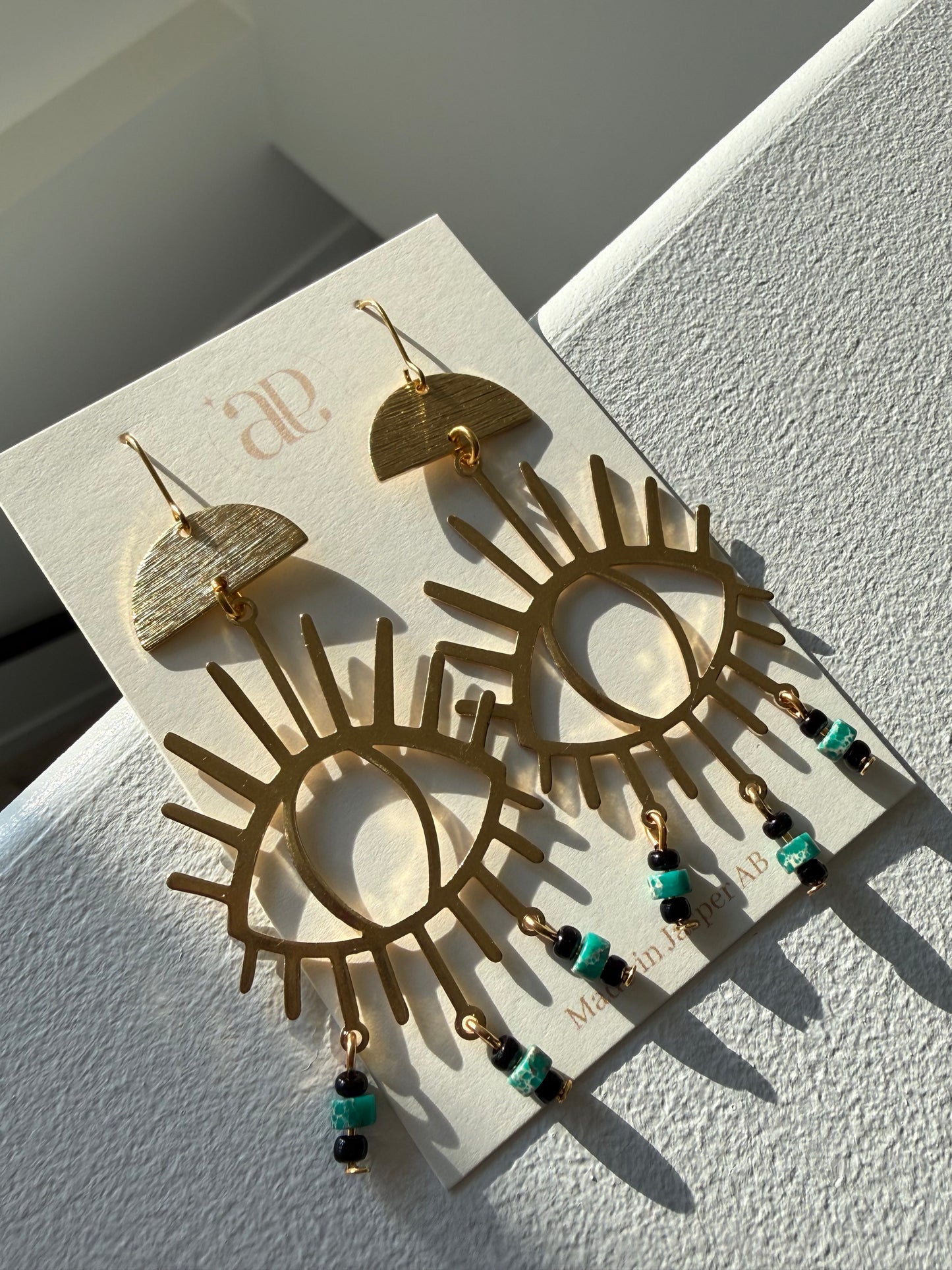 Emperor Stone Third Eye Brass Earrings