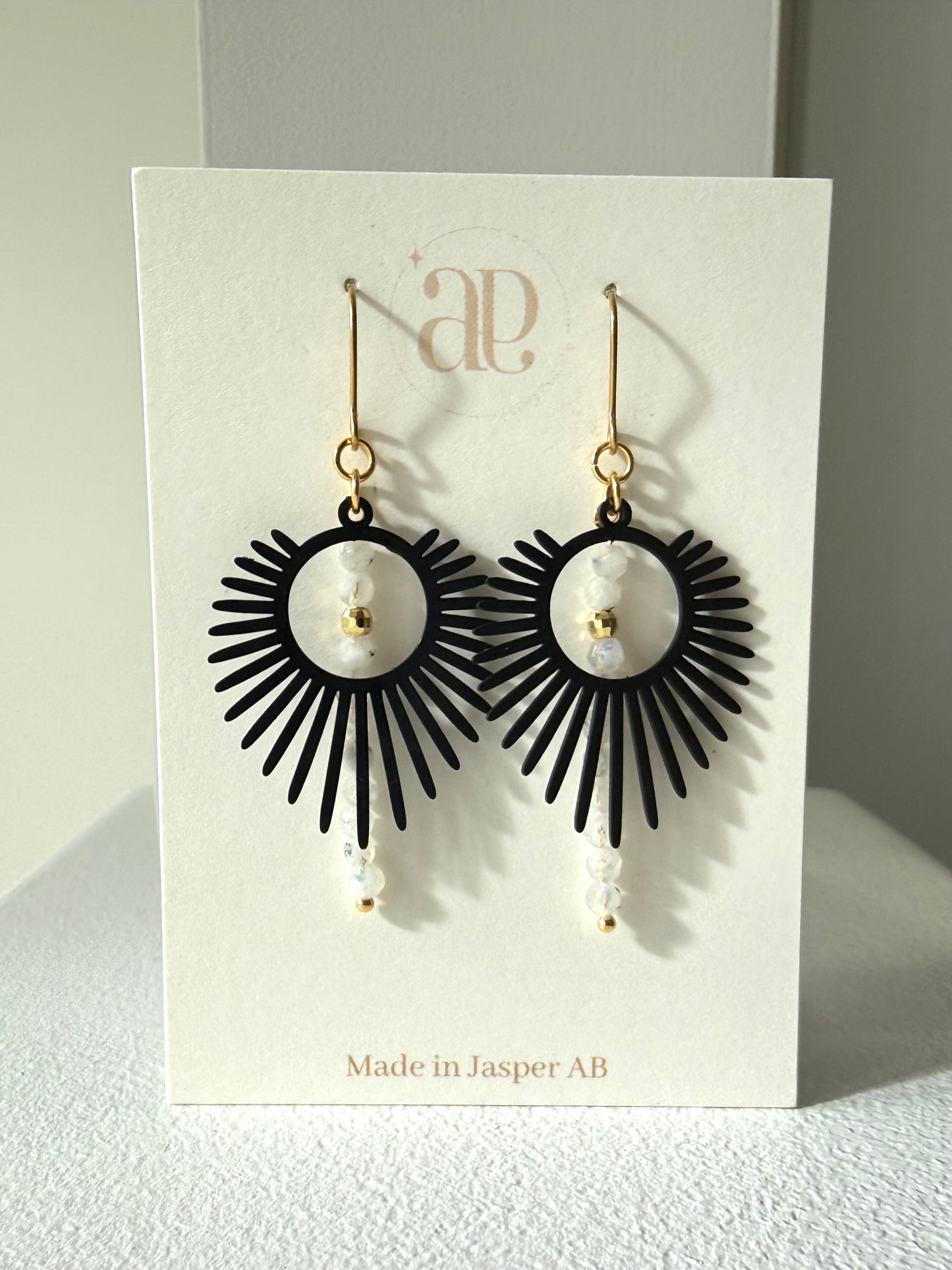 Black Plated Moon Beams Earrings