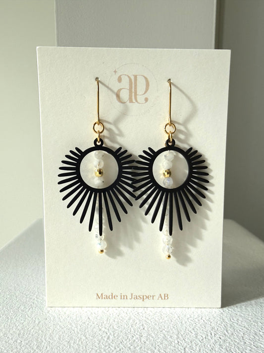 Black Plated Moon Beams Earrings