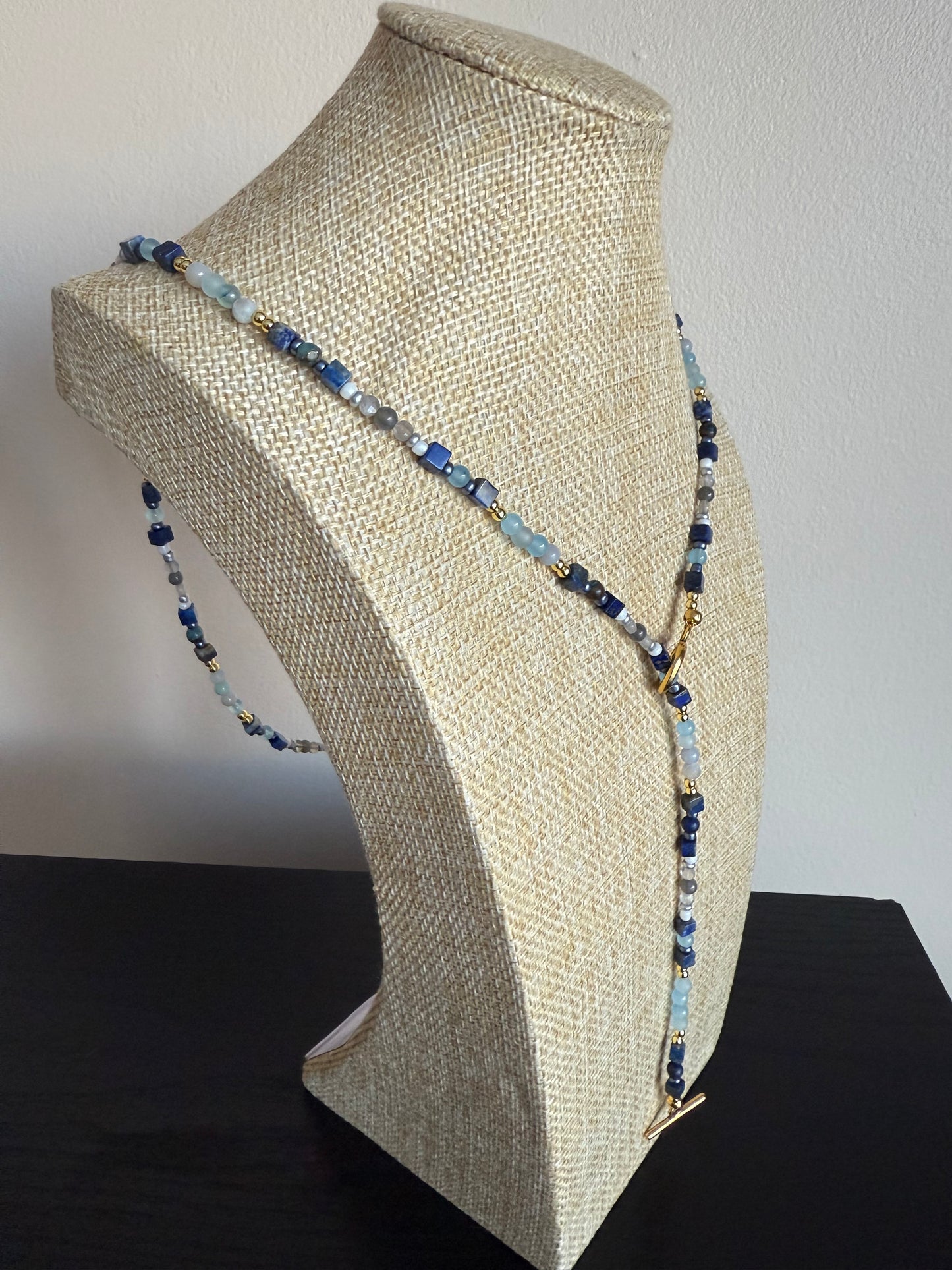 Blue Sardonyx Beaded Necklace