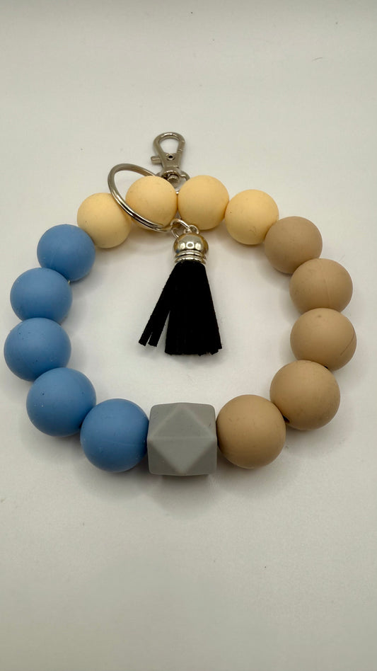 Silicone Beige/Baby Blue Wristlet