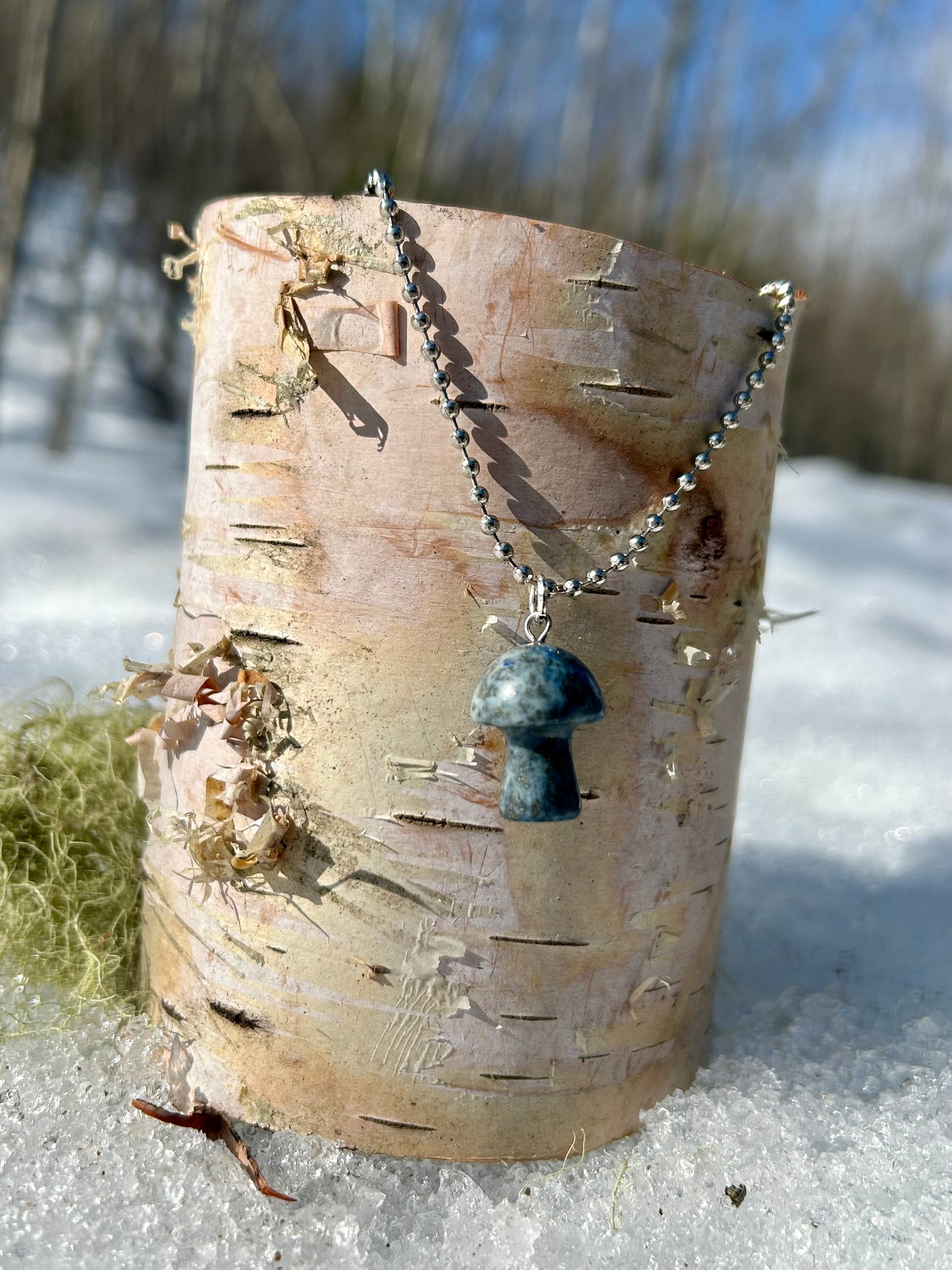 Silver Sodalite Mushroom Necklace