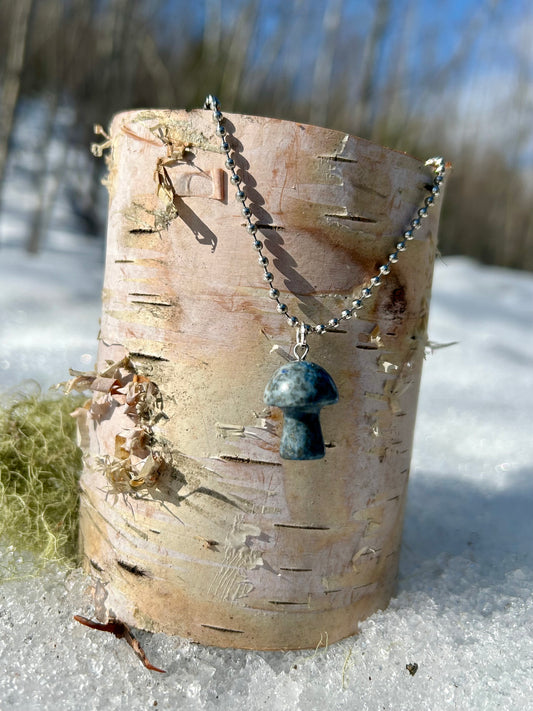 Silver Sodalite Mushroom Necklace