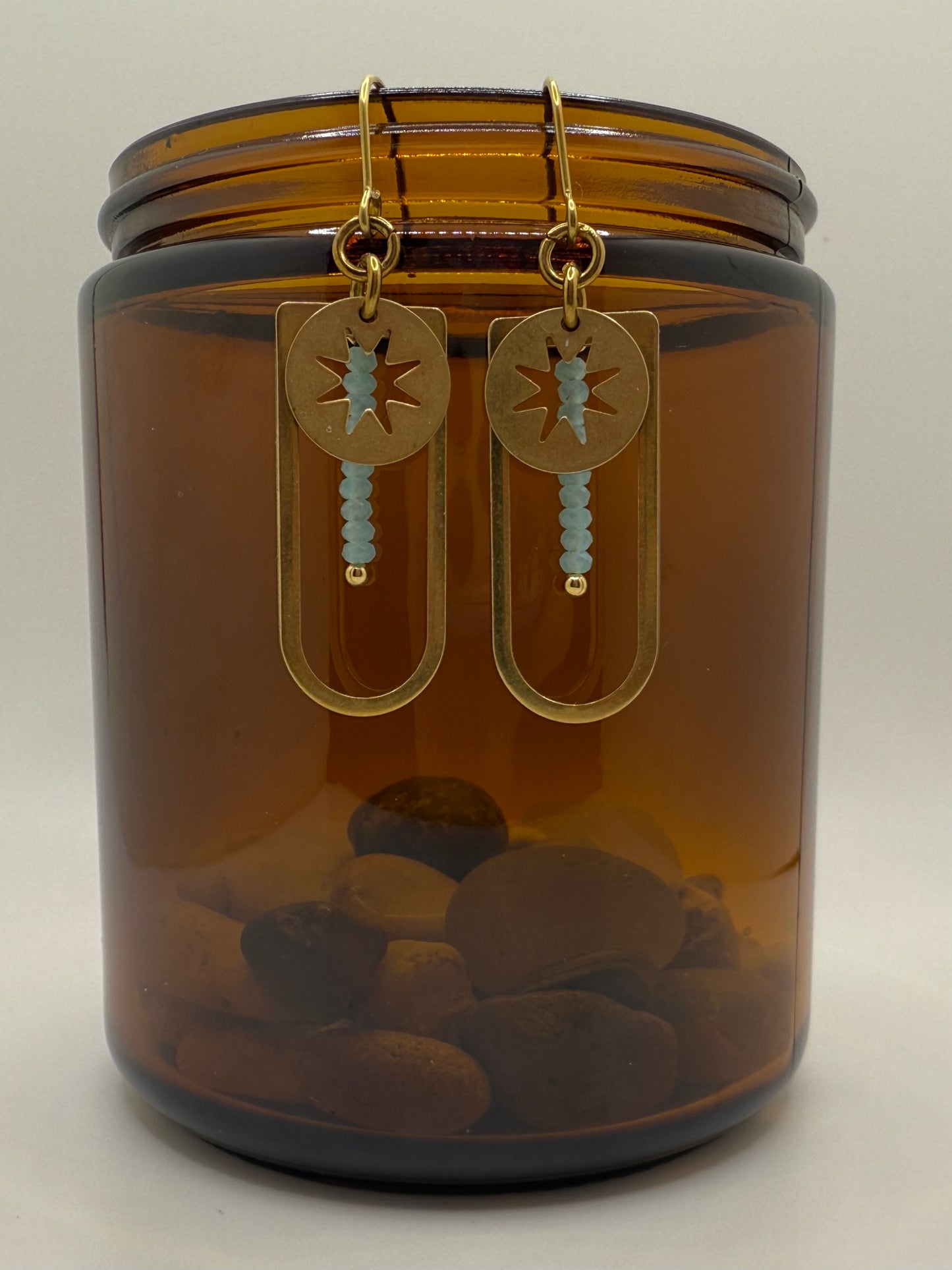 Russian Amazonite Brass Earrings