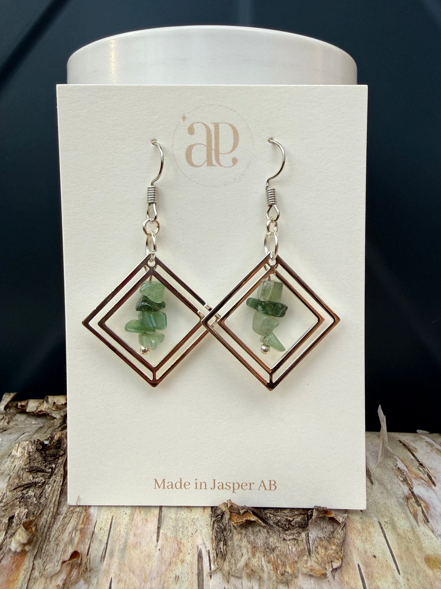 Silver Jade Stone Stack Earrings