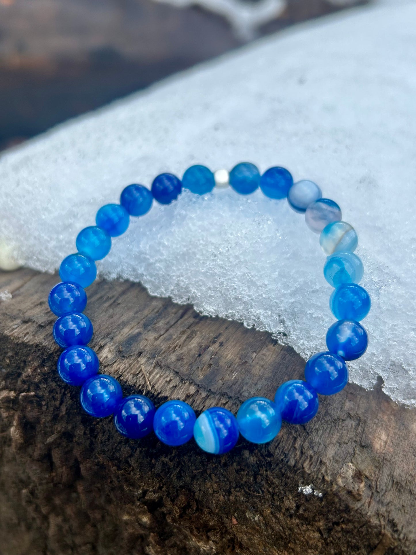 Stretchy Stone Bracelet Blue Sardonyx
