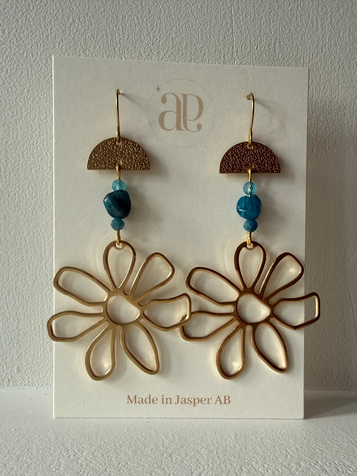 Apatite Brass Daisy Earrings