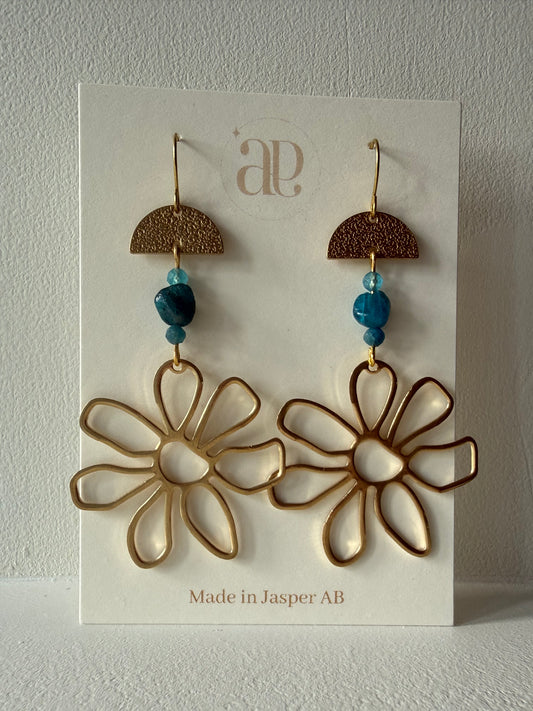 Apatite Brass Daisy Earrings