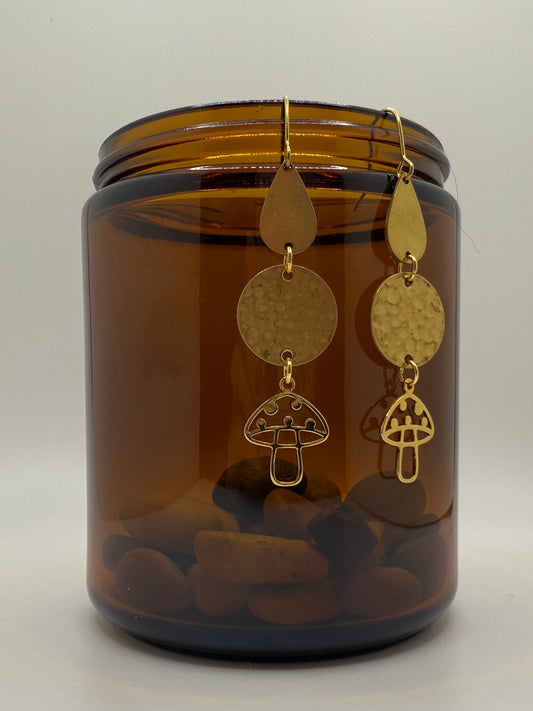Shroomtastic Brass Earrings