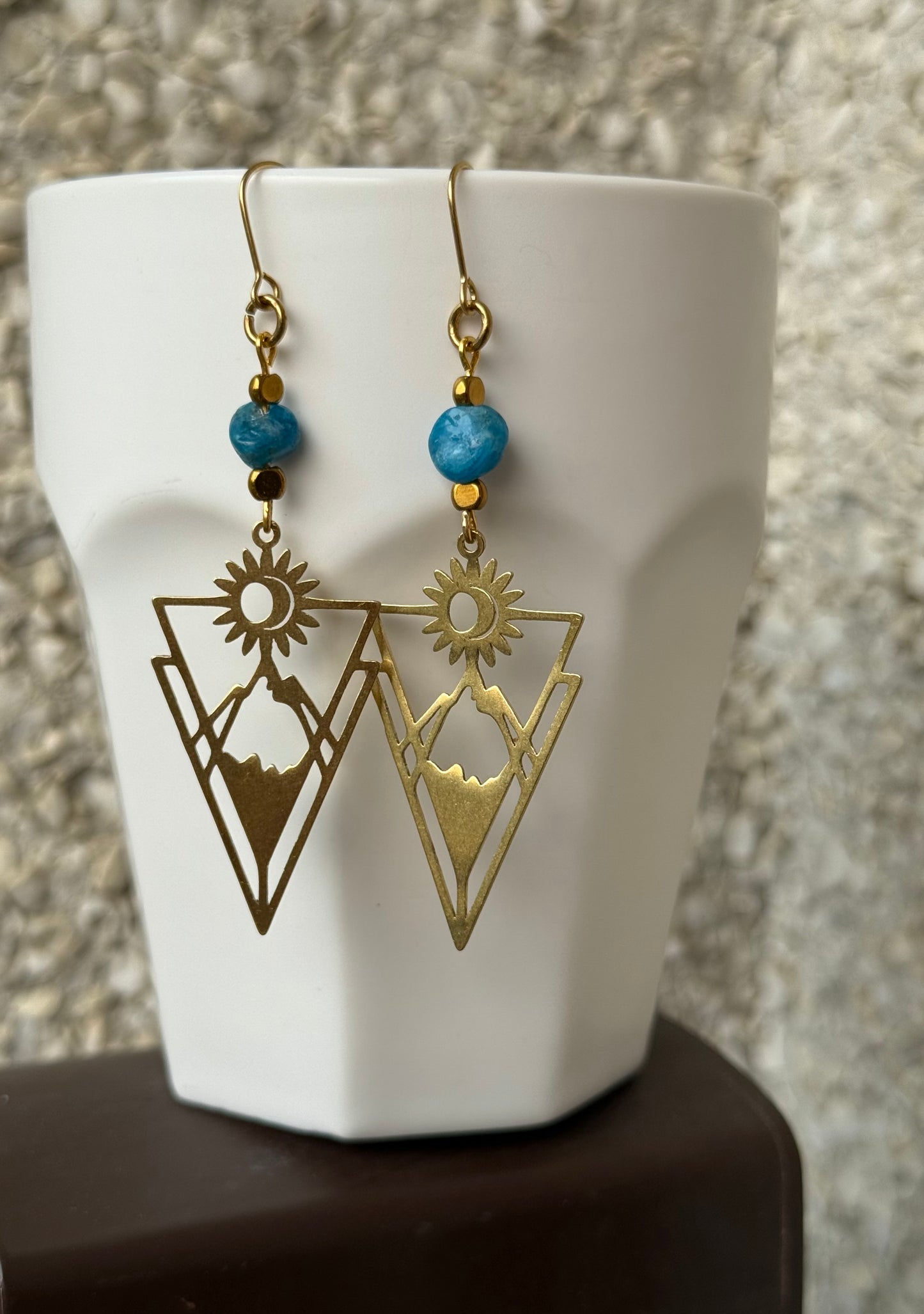 Apatite Mountain Sun Moon Earrings