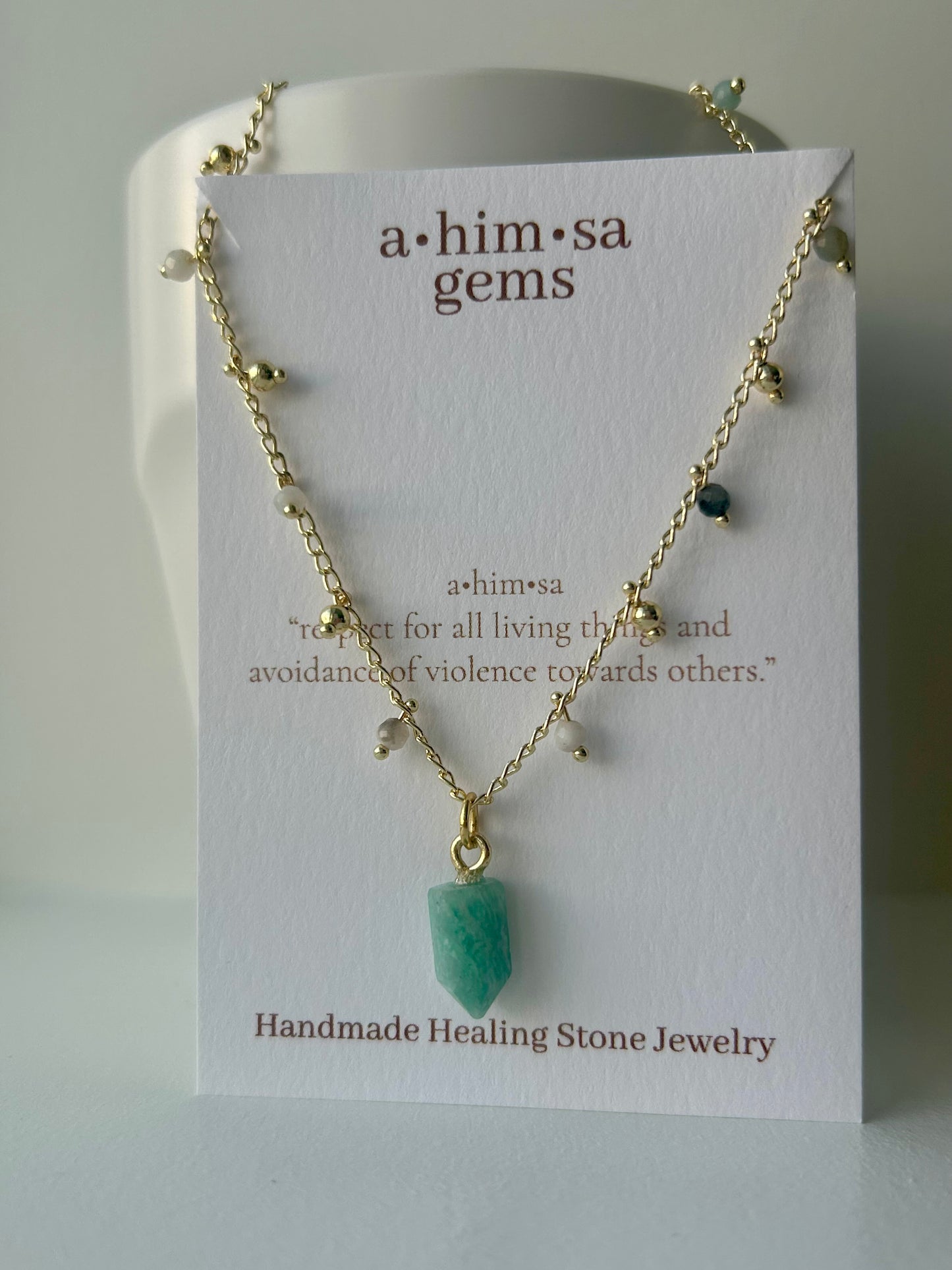 24k Gold Plated Amazonite Chain Necklace