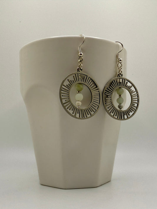 Amazonite Stainless Steel Plated Earrings