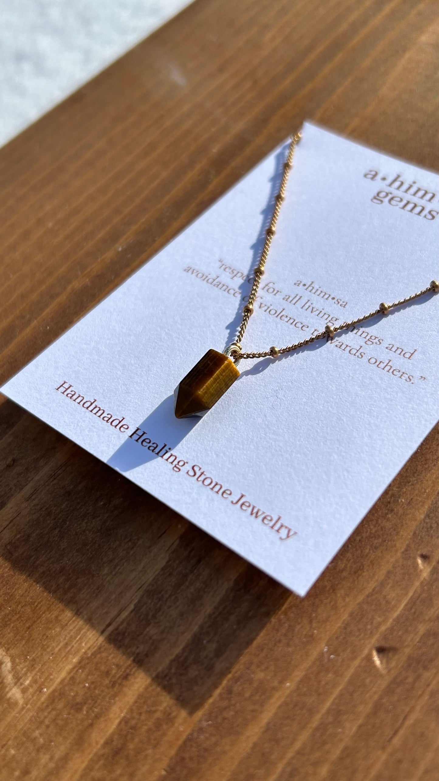 Tiger’s Eye Raw Brass Ball Chain Necklace