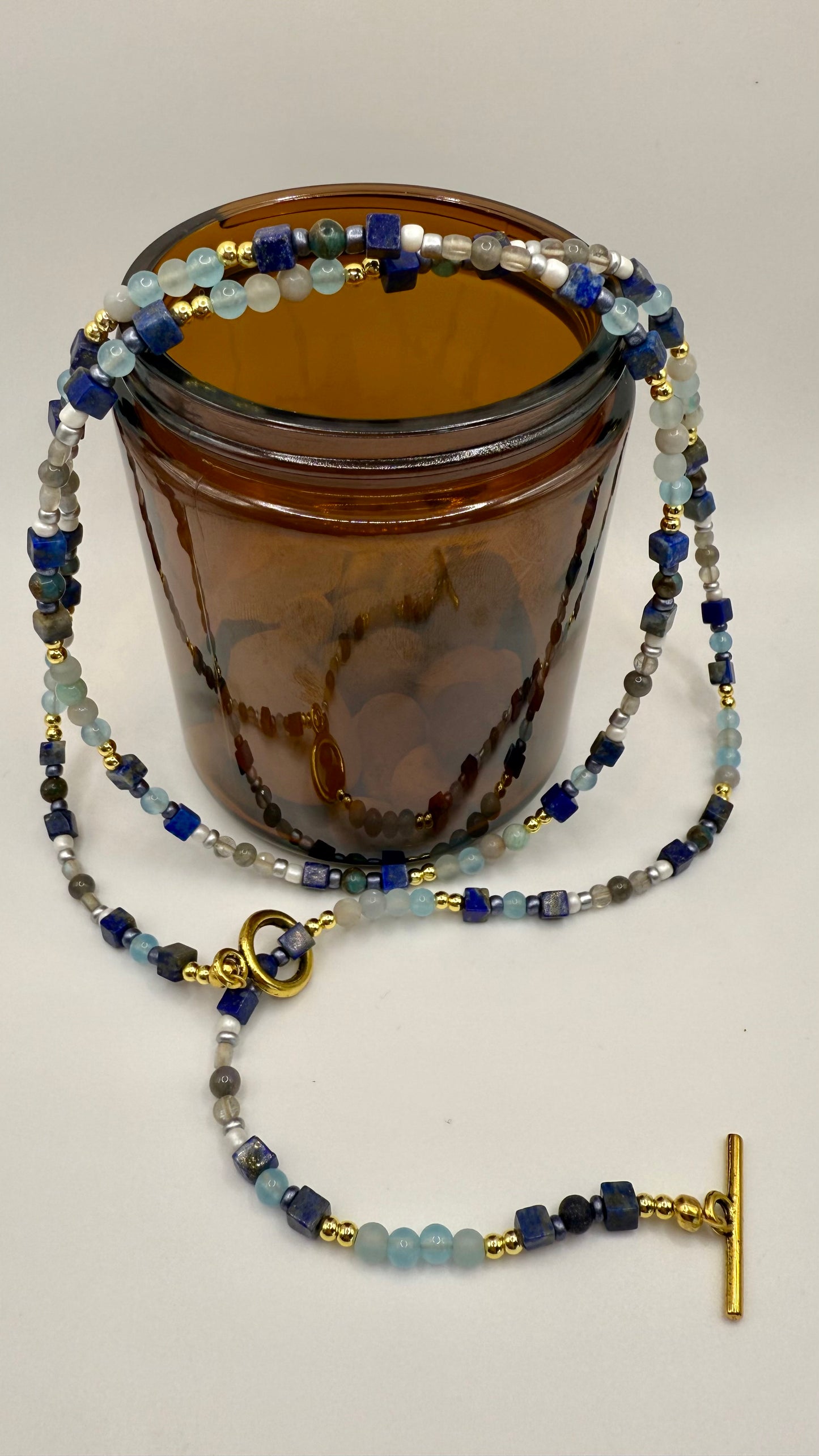 Blue Sardonyx Beaded Necklace