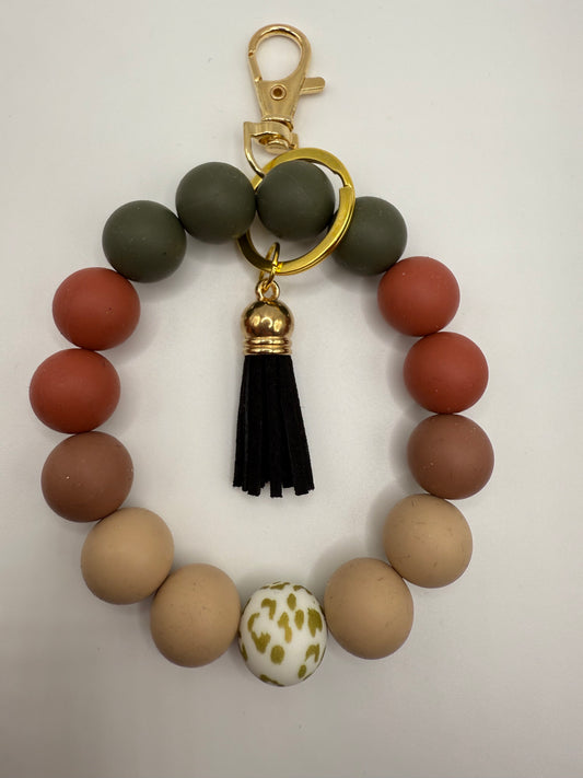 Silicone Beaded Earth Tones / Animal Print Wristlet