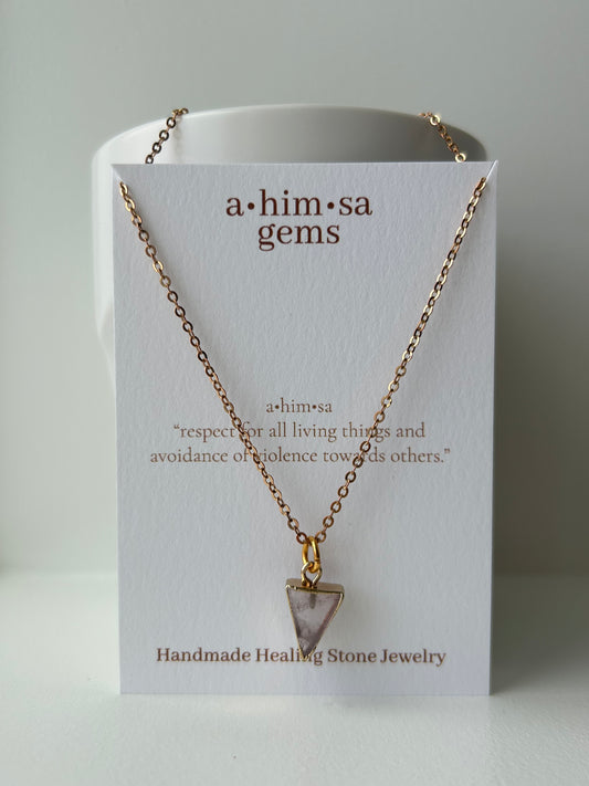 Amethyst Triangle Brass Necklace