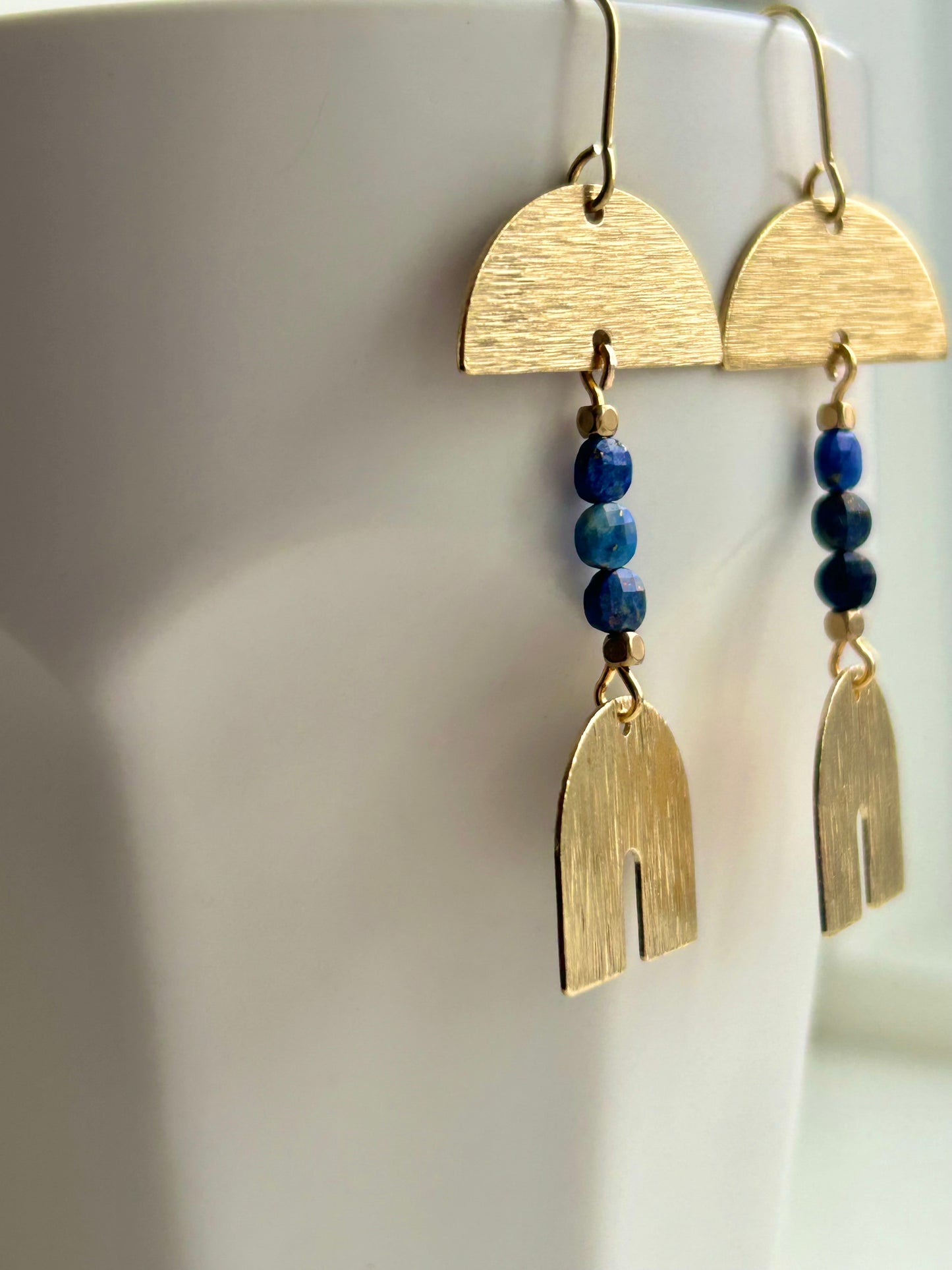 Blue Sardonyx Brass Earrings