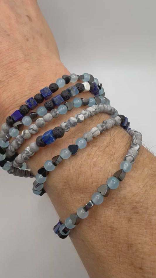 Stretchy Wrap Blue Sardonyx Stone Bracelet