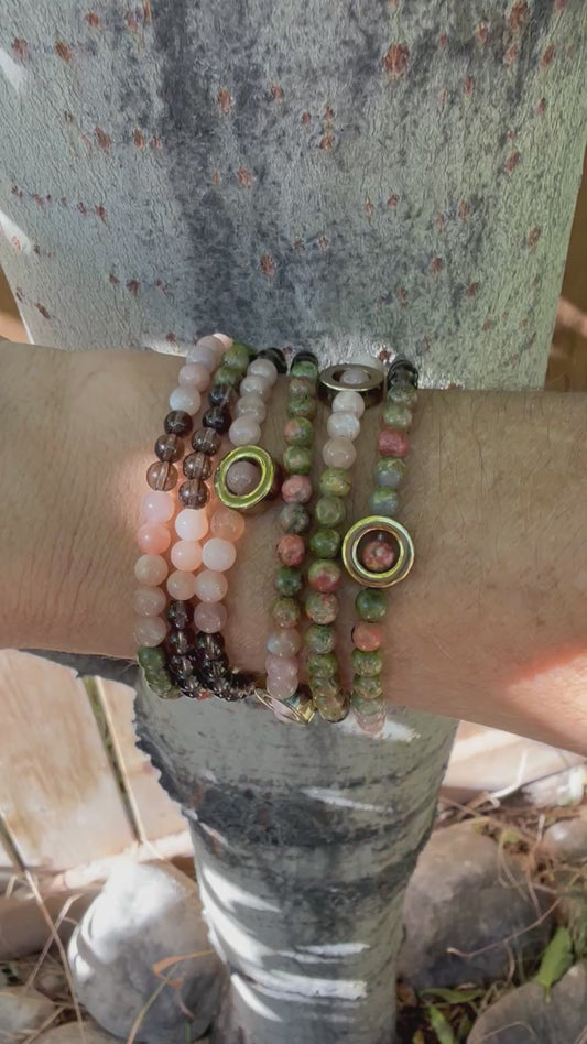 Stretchy Wrap Stone Bracelet Moonstone Mix